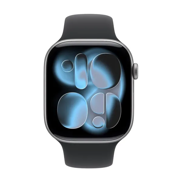Apple Watch Series 11 46mm Aluminum Space Gray Case Black Sport Band S/M